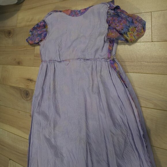 VINTAGE HANDMADE Prairie Cottagecore 70s Short Sleeve Maxi Dress - Size XS/S - Picture 8 of 10